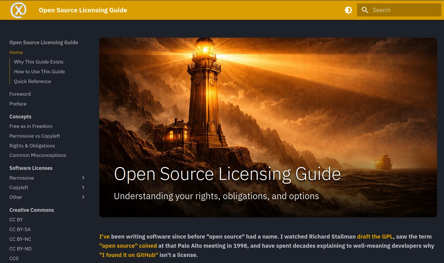 Open Source Licensing Guide screenshot